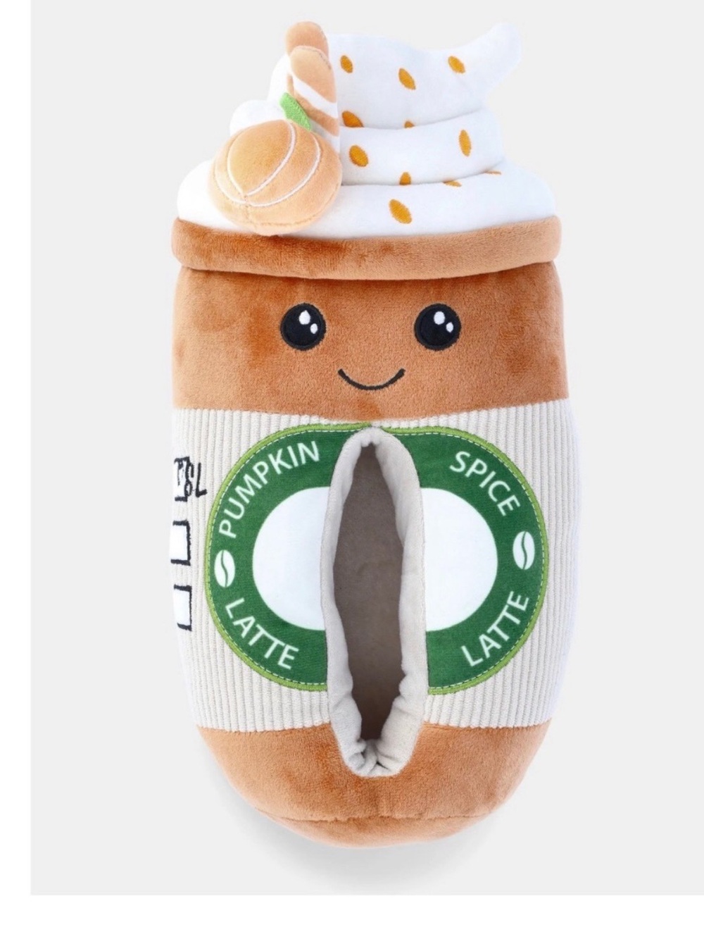 Feetmoji Pumpkin Spice Latte Plush Slipper - Brown & White New